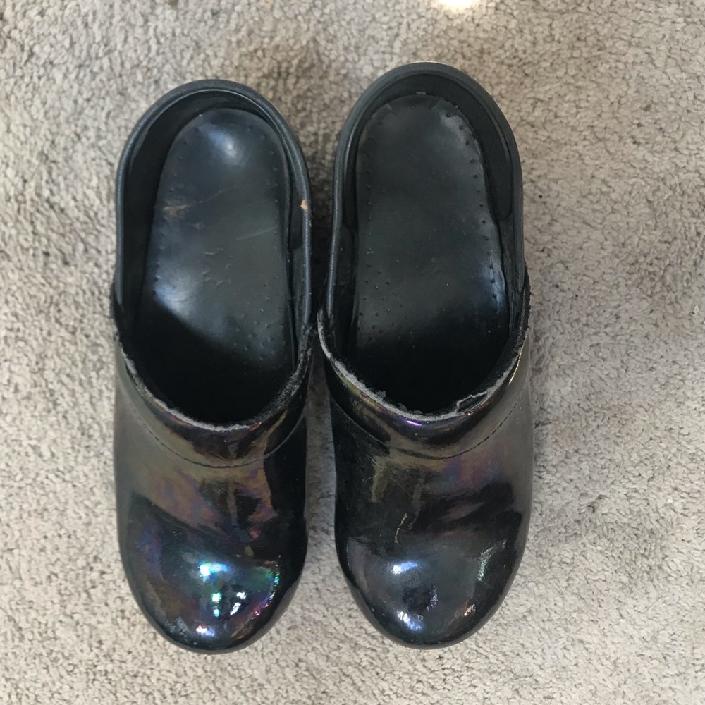 Iridescent dansko clogs